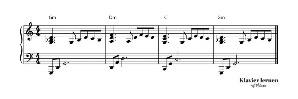 Klavier Rhythmus auflockern durch Melodietöne